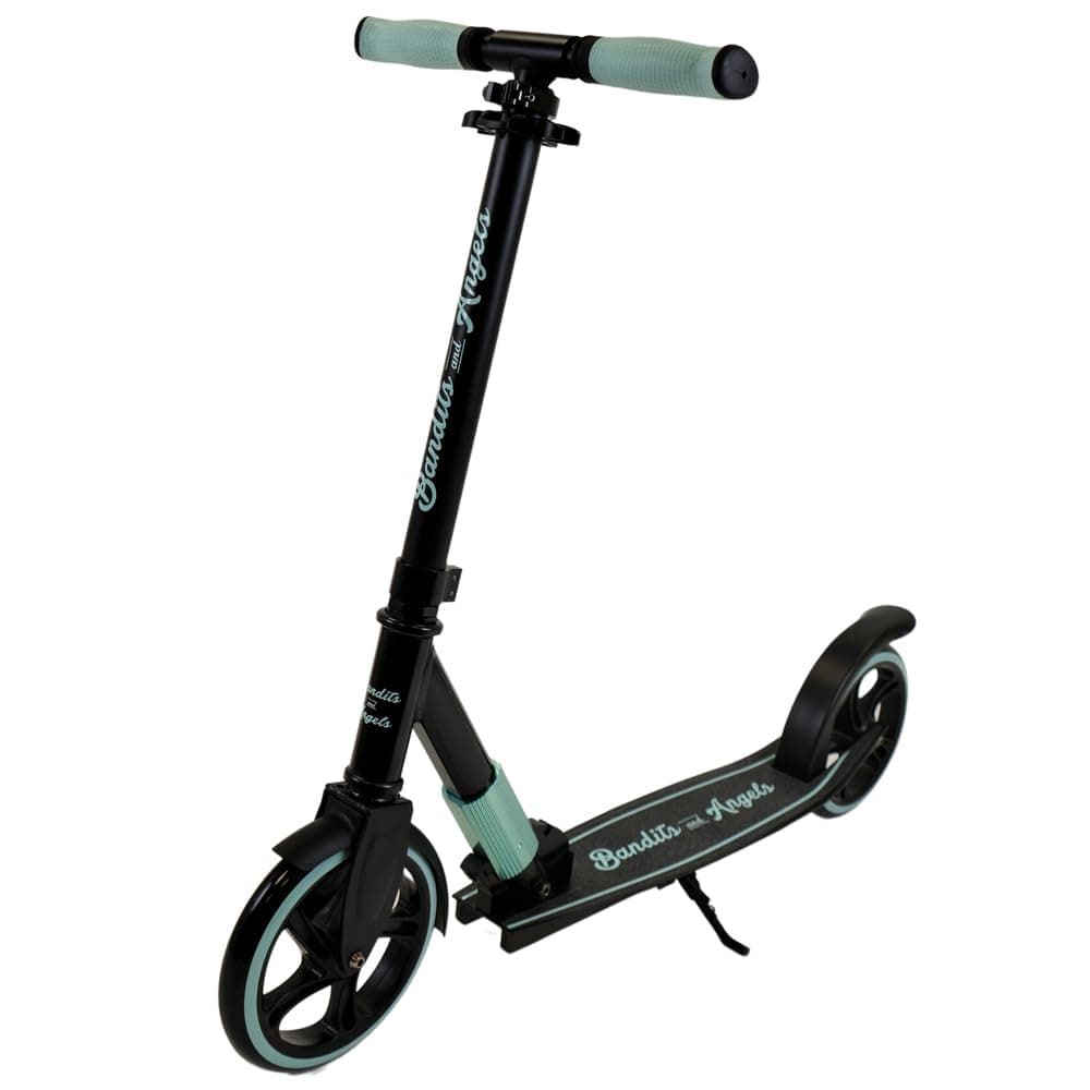 Bandits & Angels Kinderroller Black Racer 205 Mintgrün ab 5 Jahren für Jungen und Mädchen – Roller für Kinder – zusammenklappbar – Verstellbarer Lenker – Roller mit Fußbremse