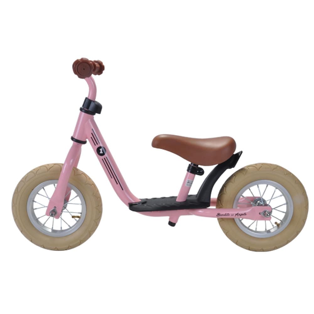 Bandits & Angels Metall-Laufrad Starter Retro Rosa mit Trittbrett ab 2 Jahren – rosa Laufrad – Verstellbarer Sattel 29 bis 39 cm – für Jungen und Mädchen – niedriger Einstieg mit Trittbrett