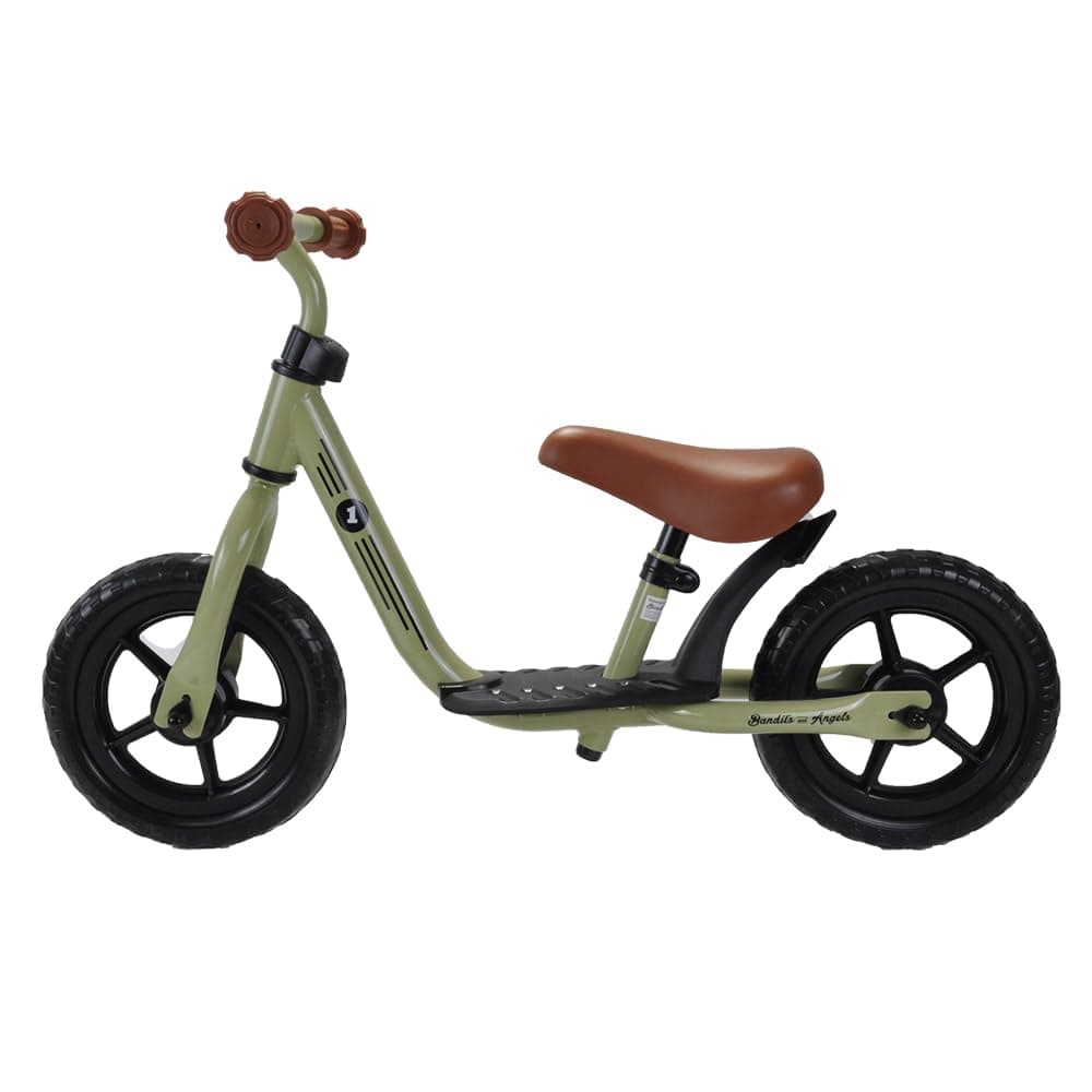 Bandits & Angels Metall-Laufrad Starter Vintage Grün mit Trittbrett ab 2 Jahren – grünes Laufrad – Verstellbarer Sattel 29 bis 39 cm – für Jungen und Mädchen – niedriger Einstieg mit Trittbrett