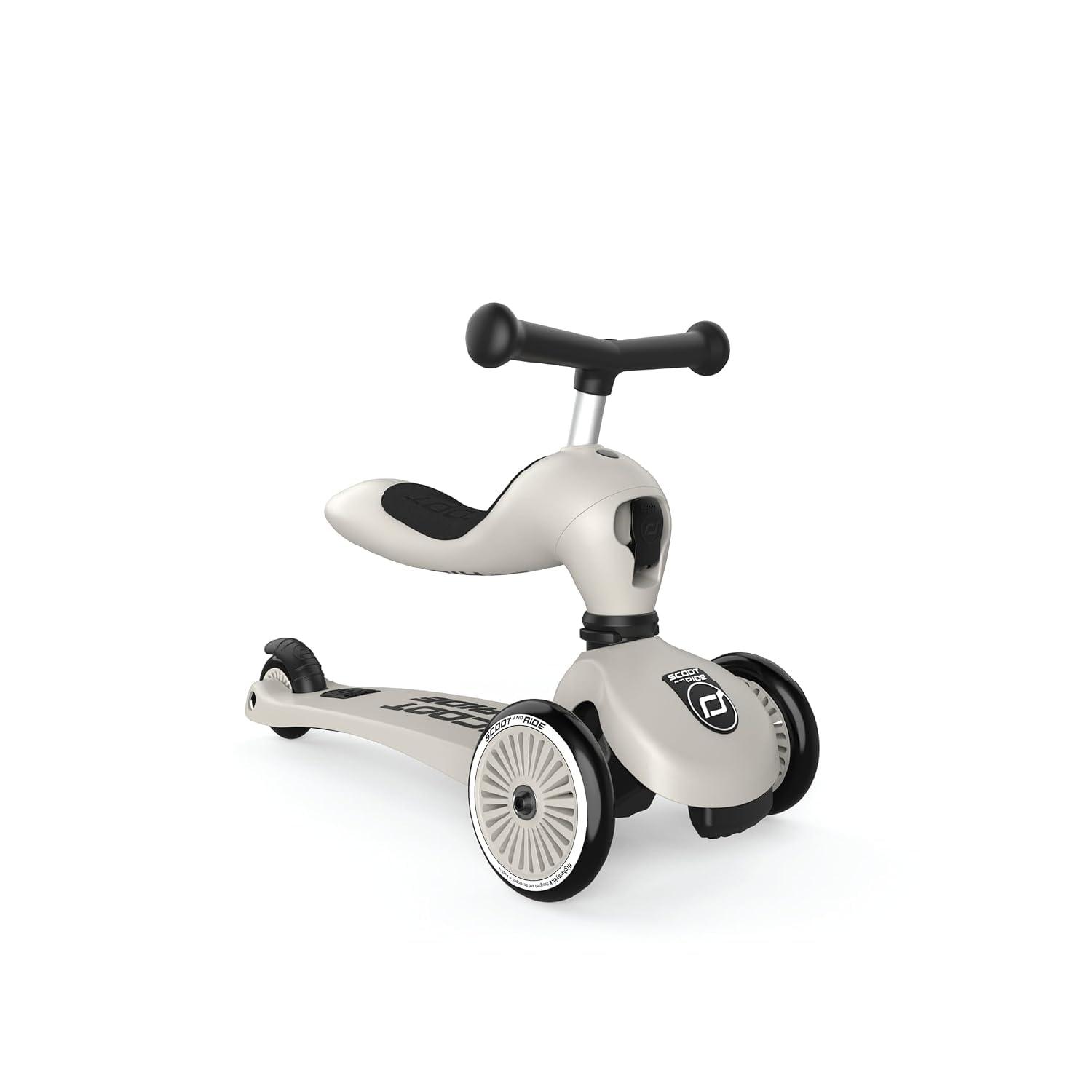 Scoot & Ride, Highwaykick 1-2 in 1 Kinderkickboard-Laufrad, Scooter, Farbe Ash, für Kinder 1 bis 5 Jahren