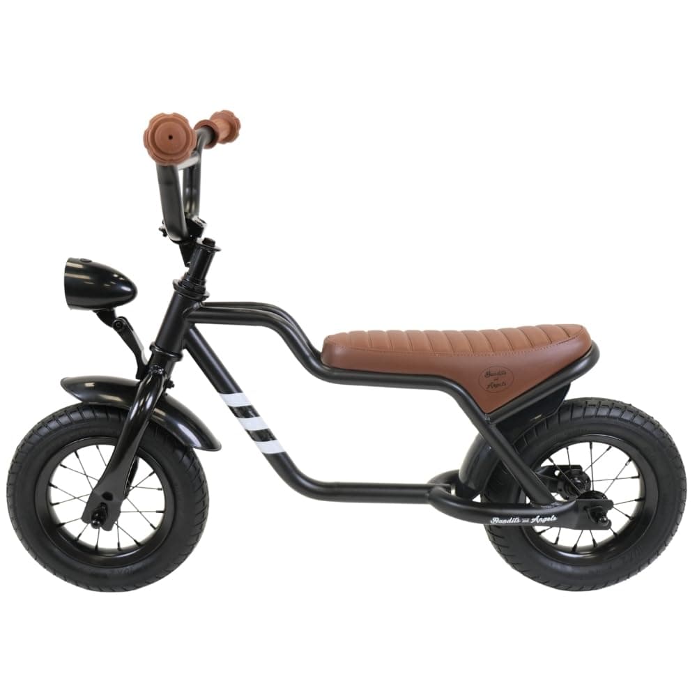 Bandits & Angels Laufrad Fatbike ab 2 Jahren für Jungen und Mädchen – Metall Kinderlaufrad – Balancierrad – Mit funktionierendem Scheinwerfer (Schwarz)