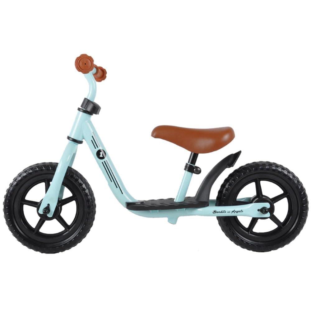 Bandits & Angels Metal Laufrad Starter Grün mit Fußplan ab 2 Jahren – Limited Edition – Mintgrünes Laufrad – Verstellbarer Sattel 29 bis 39 cm – Für Jungen und Mädchen – Kompakt und sicher