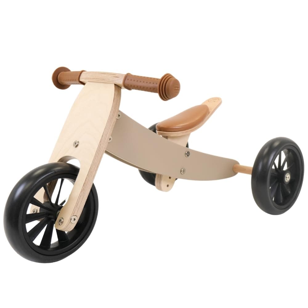 Bandits & Angels Smart Bike Laufrad Holz 4-in-1 Sand ab 1 Jahr – Für Jungen und Mädchen – Laufrad aus Holz – Umkehrbar in Dreirad und Zweirad – Verstellbarer Sattel