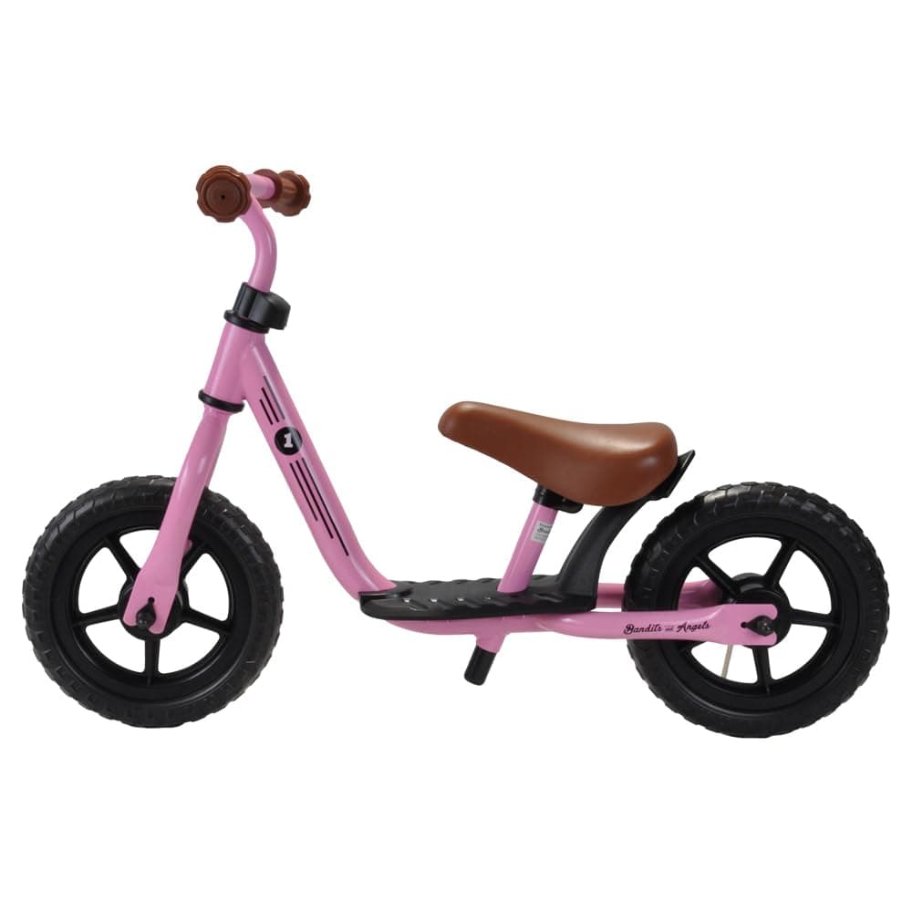 Bandits & Angels Metall-Laufrad Starter Rosa mit Trittbrett ab 2 Jahren – rosa Laufrad – Verstellbarer Sattel 29 bis 39 cm – für Jungen und Mädchen – niedriger Einstieg mit Trittbrett