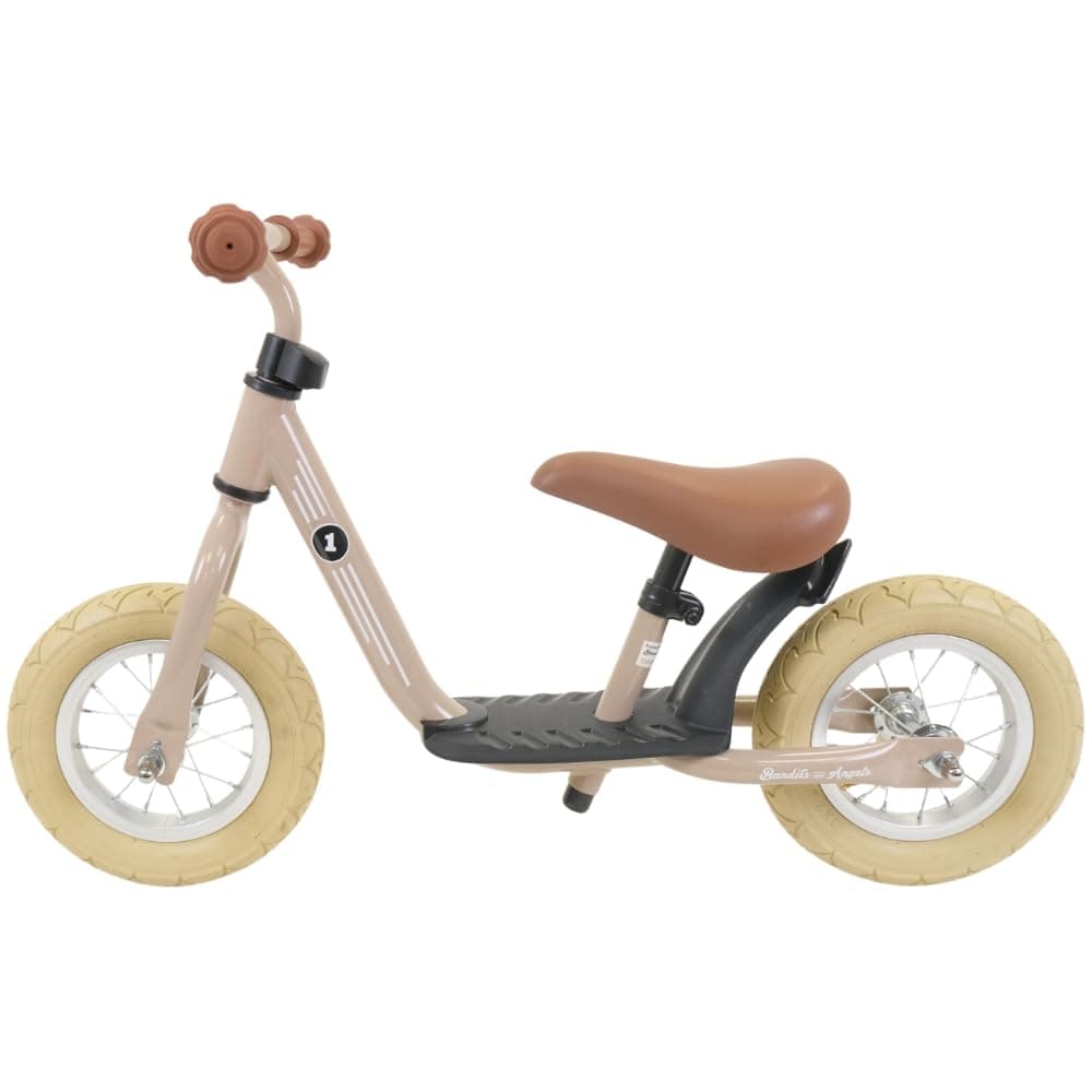 Bandits & Angels Metall-Laufrad Starter Retro mit Trittbrett ab 2 Jahren – grünes Laufrad – Verstellbarer Sattel 29 bis 39 cm – für Jungen und Mädchen – niedriger Einstieg mit Trittbrett (Sand)