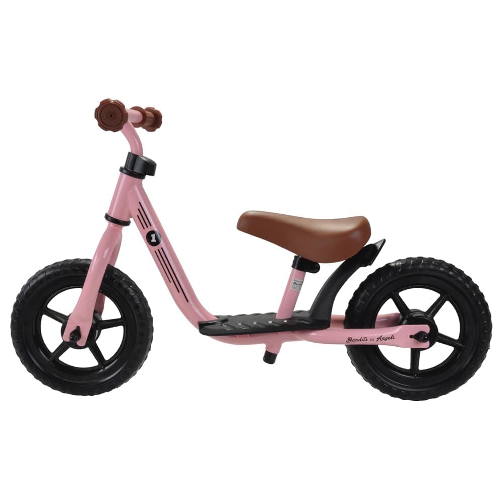 Bandits & Angels Metall-Laufrad Starter Vintage Rosa mit Trittbrett ab 2 Jahren – rosa Laufrad – Verstellbarer Sattel 29 bis 39 cm – für Jungen und Mädchen – niedriger Einstieg mit Trittbrett
