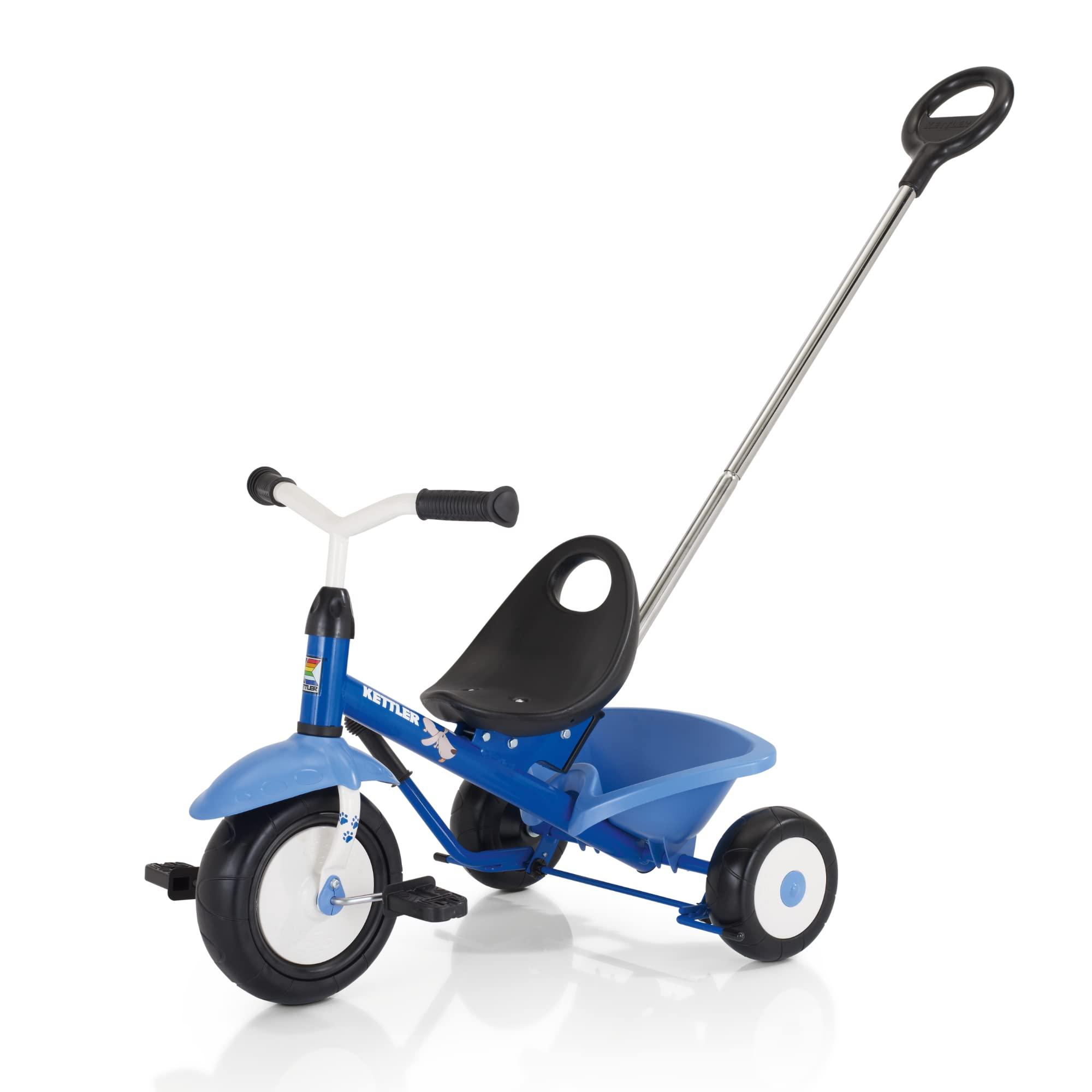 Kettler Funtrike Waldi - das coole Dreirad mit Schiebestange - Kinderdreirad für Kinder ab 2 Jahren - stabiles Kinderfahrzeug inkl. kippbarer Sandschale - blau