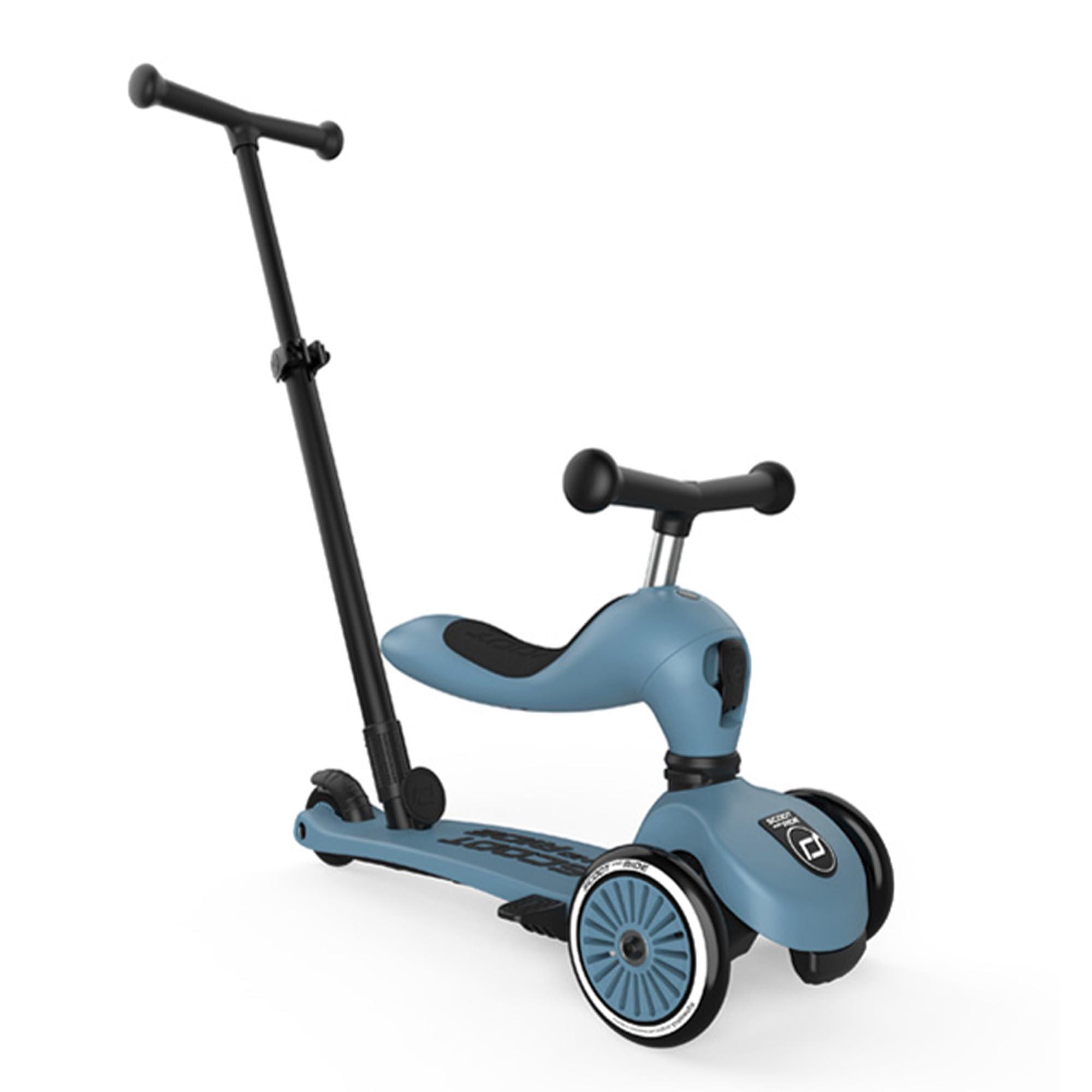 Scoot & Ride Highwaykick 1 Push and Go Kickboard mit Sitz Kinderroller Scooter 2in1 Laufrad mit Schiebestange ab 1 2 Jahren mitwachsend Höhenverstellbar werkzeuglos Steel