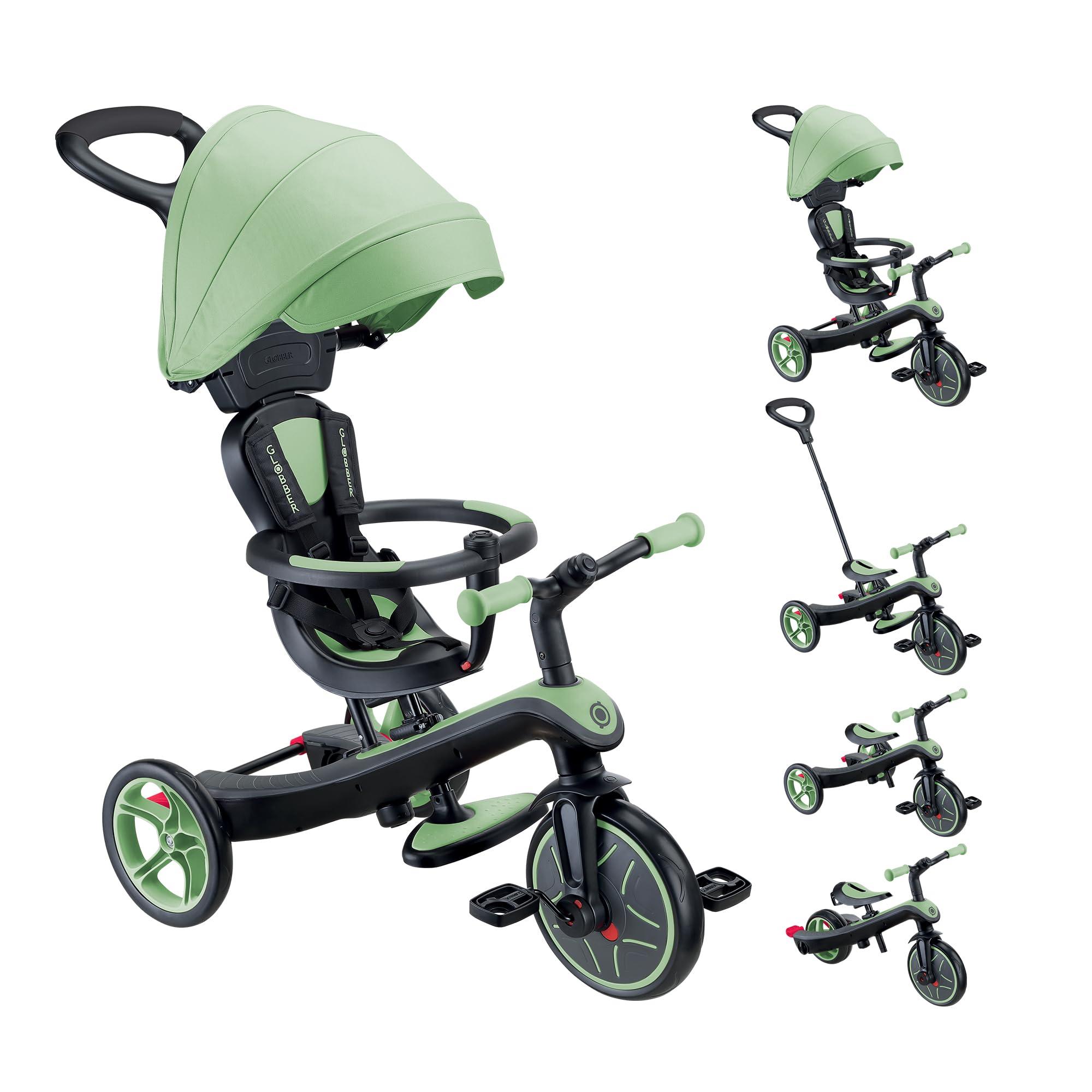 Globber - Dreirad Explorer 4-in-1 – skalierbares Dreirad und Laufrad für Kleinkinder von 10 Monaten bis 5 Jahren – Version 2 – Salbeigrün