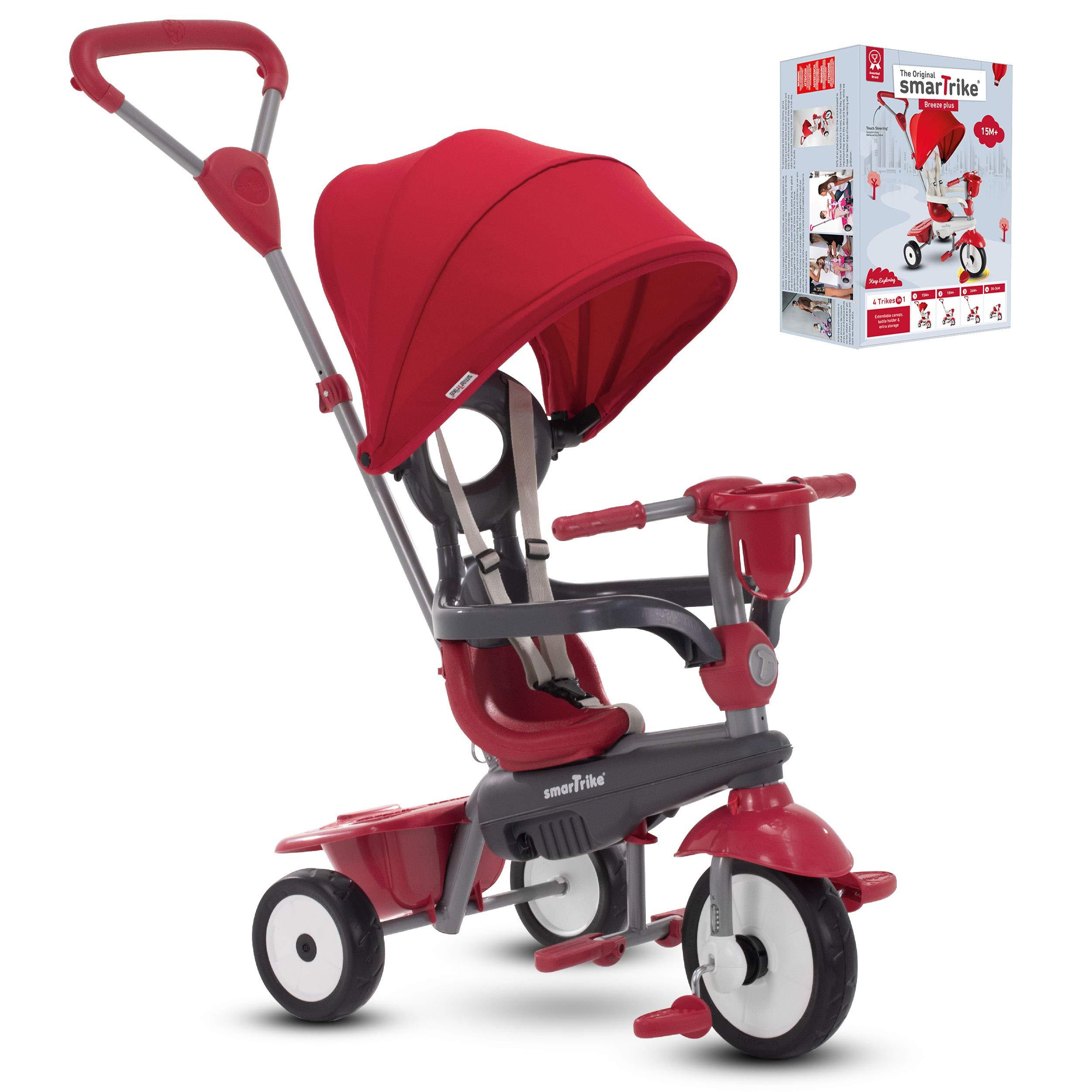 smarTrike Breeze Plus Dreirad für Kleinkinder im Alter von 1-3 Jahren – Variables(mehrstufiges) 4-in-1-Dreirad (Rot)