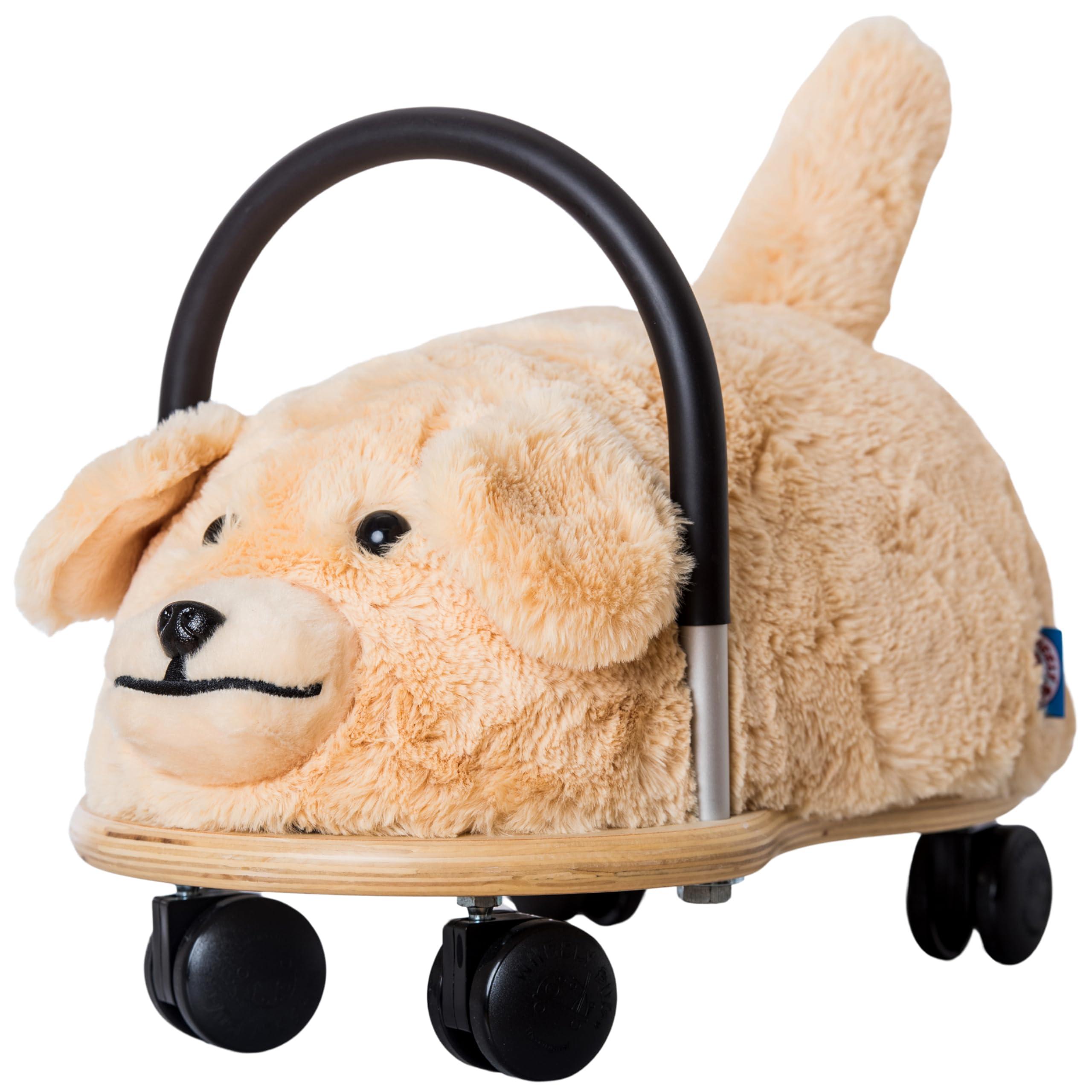 Wheelybug Kleinkind Holz Rutschtier mit austauschbarem Plüschbezug Sicherheit Zertifiziertes Entwicklungsspielzeug Klein (1-3 Jahre) Plüschhund