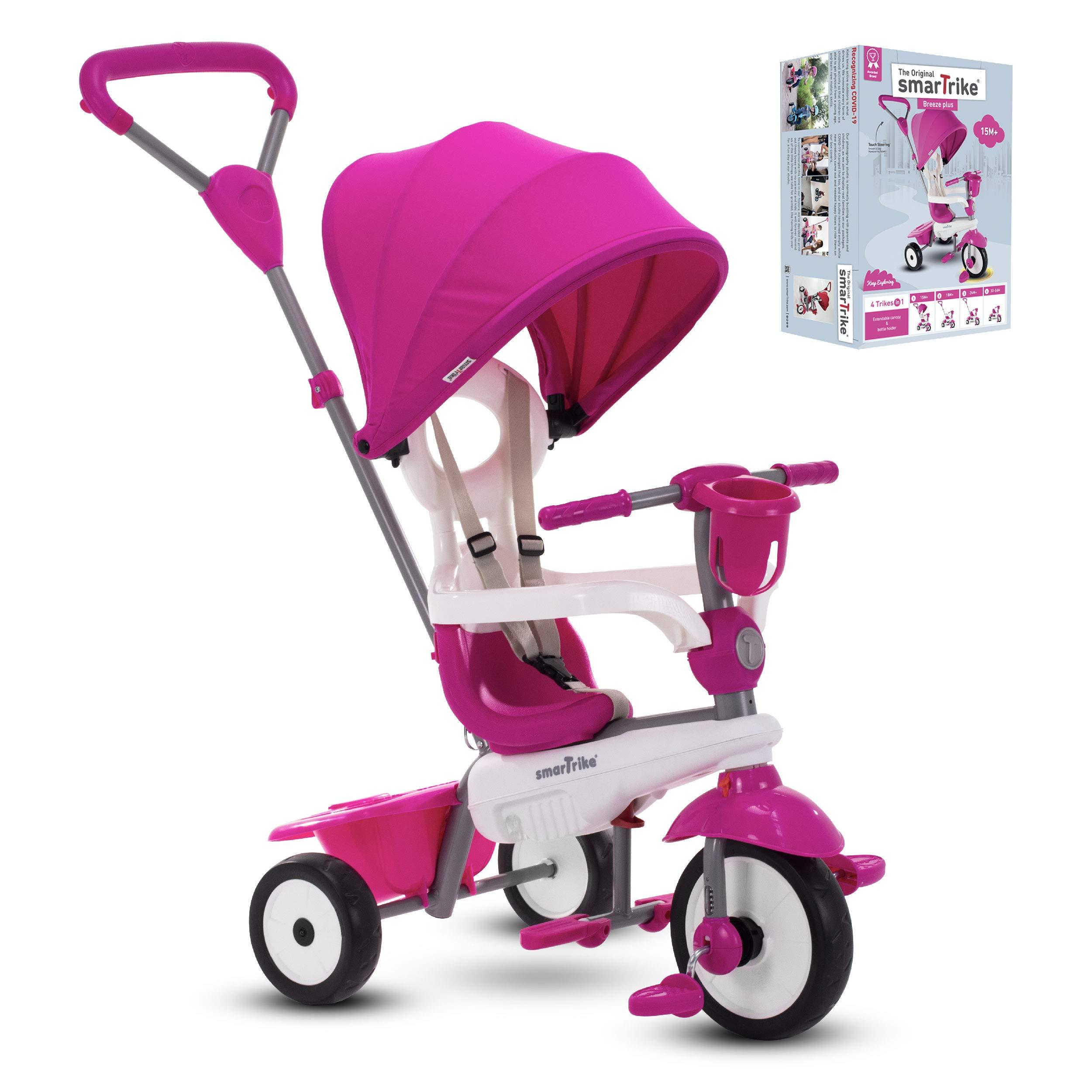 smarTrike Breeze Plus Dreirad für Kleinkinder im Alter von 1-3 Jahren - Variables (mehrstufiges) 4-in-1 Dreirad (Princess Pink)